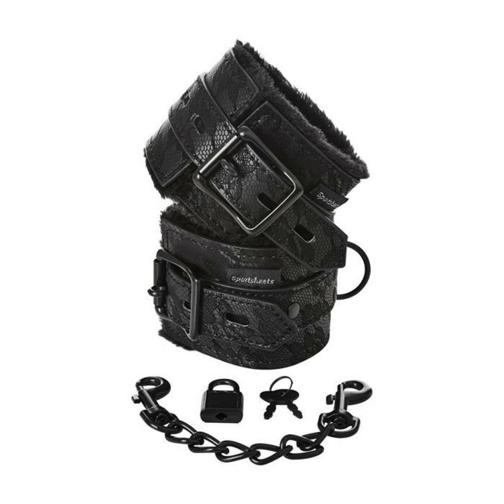 Black Lace Fur-Lined Handcuffs Beginner's Bondage