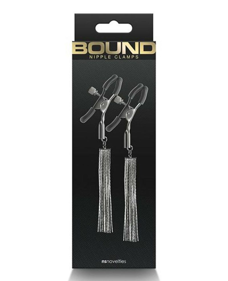 Bound D2 Gunmetal Waterfall Chain Nipple Clamps Bondage