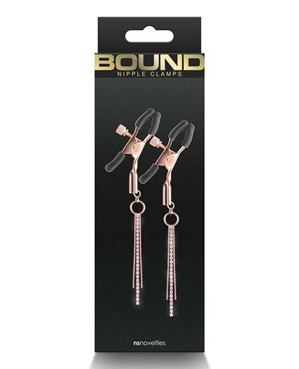 Bound D3 Rose Gold/Pink Crystal Nipple Clamps Bondage