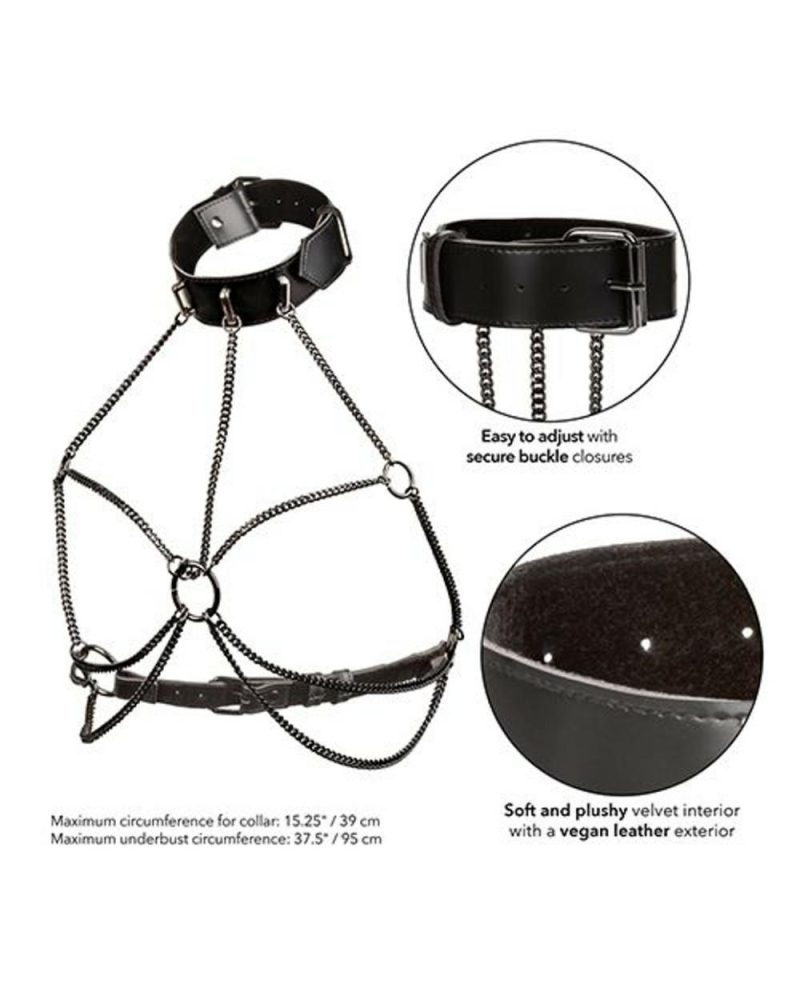 Euphoria Vegan Leather Chain & Collar Harness Bondage