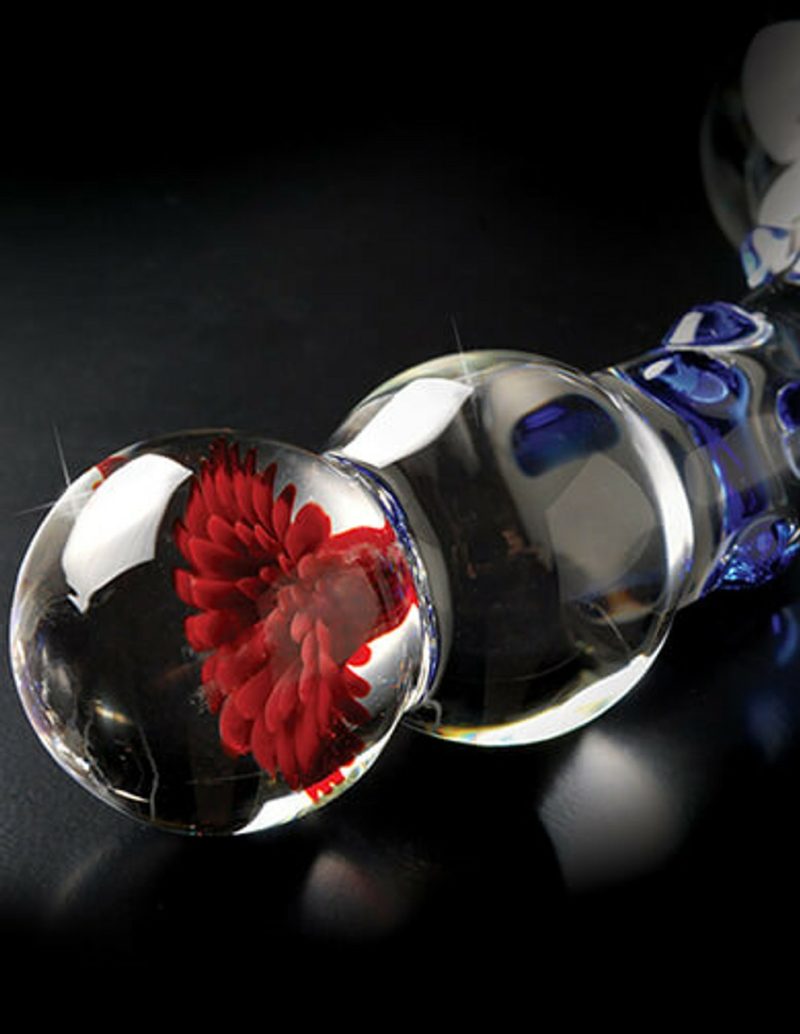 Icicles Flower Inlay #18 Hand Blown Glass G-Spot Dildo Doldo Sex Toys