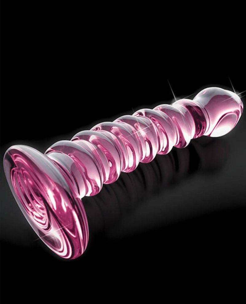 Icicles Pink Ridges #28 Hand Blown Glass Dildo Doldo Sex Toys