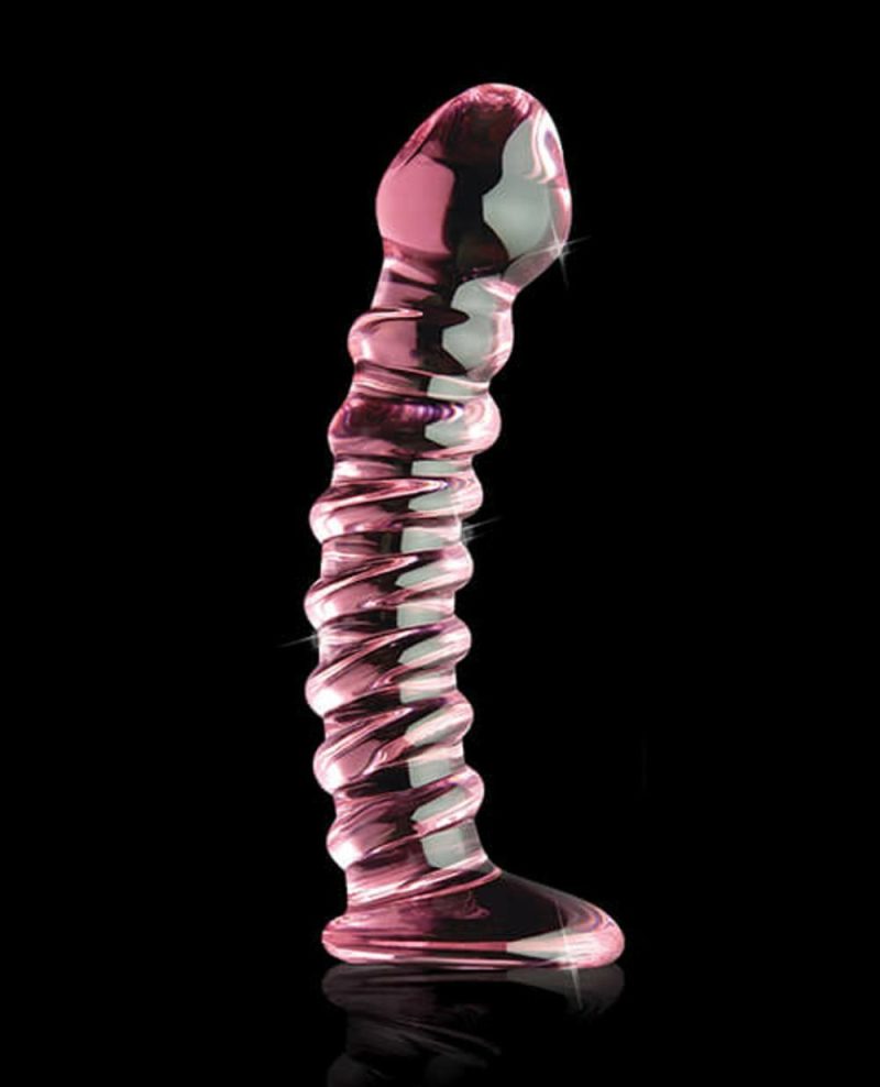 Icicles Pink Ridges #28 Hand Blown Glass Dildo Doldo Sex Toys