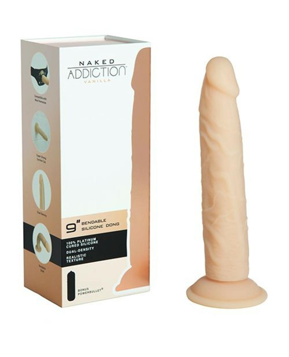 Naked Addiction 9″ Dual Density Silicone Dildo Doldo Sex Toys