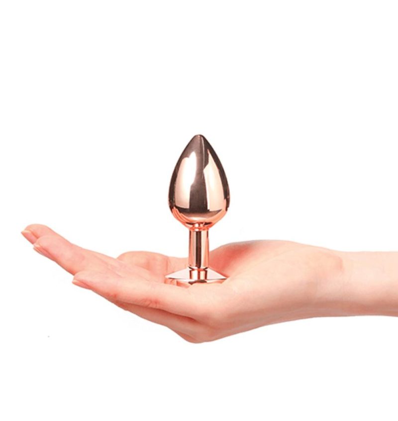 Rose Gold Aluminium Bejeweled Diamond Plug Anal Sex Toys