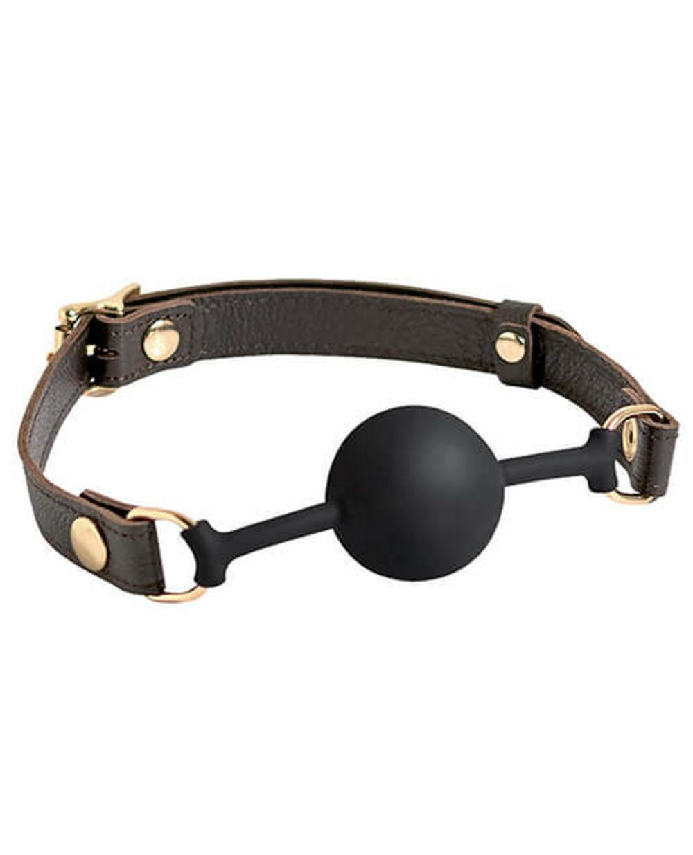 Spartacus Ball Gag With Buckle – Brown Leather Bondage