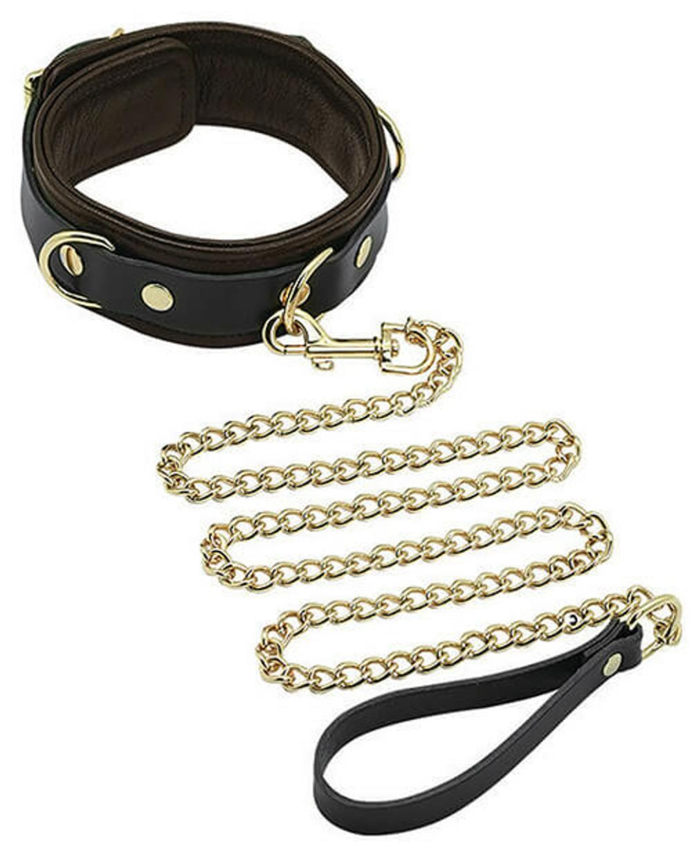 Spartacus Brown Leather Collar & Leash Bondage