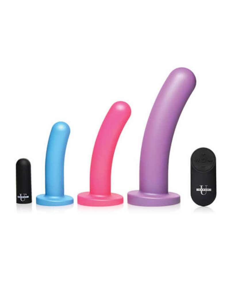 Triple Peg Vibrating Silicone Dildo Set With Remote Anal Dildos